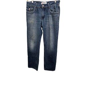 Yaso Jeans Mens Straight-Leg Denim Pants Size 33 With Button & Zipper Closure
